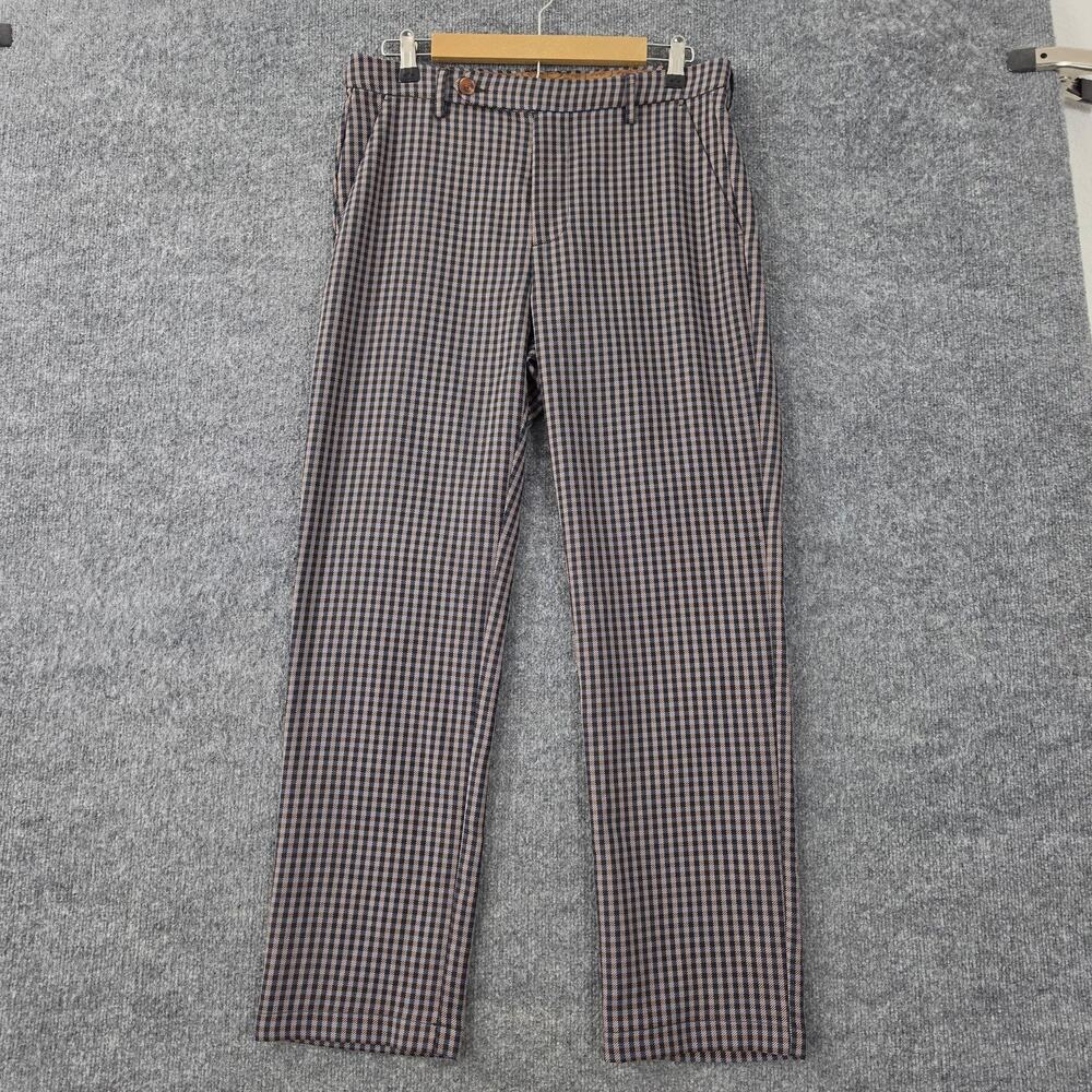 Dandy Del Mar Pants Mens 32 Tresco Trousers Check Stretch Preppy Quiet Luxury